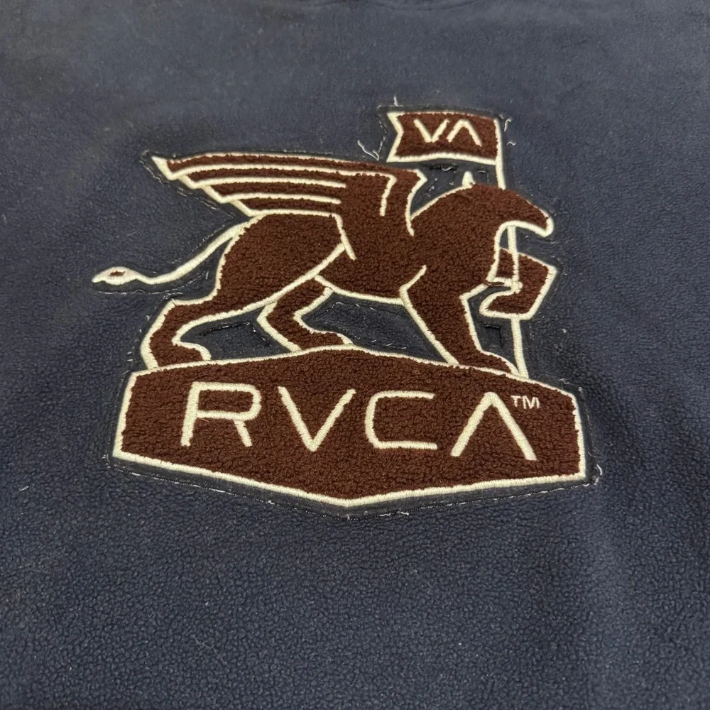RVCA Griffin Fleece Heavyweight Soft Hoodie Navy Blue Graphic Winged Horse Large